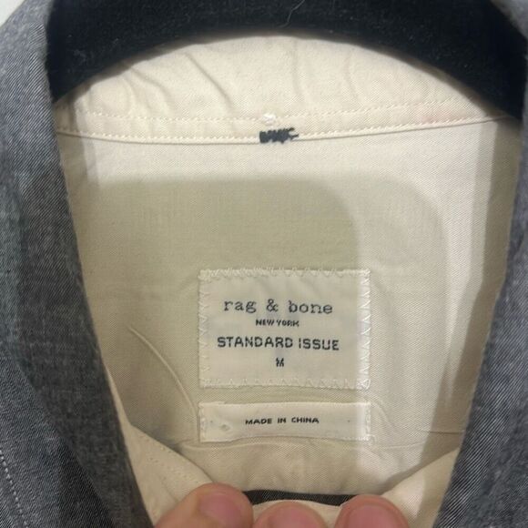 Rag & Bone Mens Gray Standard Issue 100% Cotton Button Down Shirt Size Medium - Picture 4 of 6